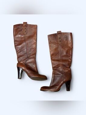 Y2K Grunge Brown Leather Boots by Franco Barbieri!